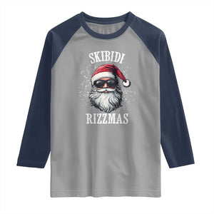 Funny Christmas Santa Raglan Shirt Skibidi Rizzmas Charisma Rizz Santa Claus TS11 Sport Gray Navy Print Your Wear