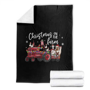Funny Christmas On The Farm Throw Blanket Vintage Red Tractor Livestock TS11 Black Print Your Wear