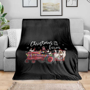Funny Christmas On The Farm Throw Blanket Vintage Red Tractor Livestock TS11 Print Your Wear