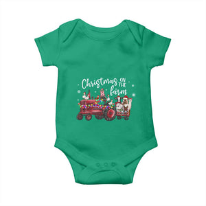 Funny Christmas On The Farm Baby Onesie Vintage Red Tractor Livestock TS11 Irish Green Print Your Wear
