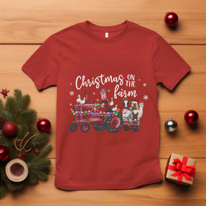 Funny Christmas On The Farm T Shirt Vintage Red Tractor Livestock TS11 Red Print Your Wear