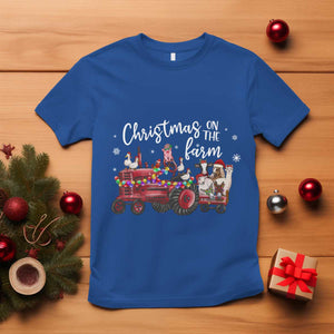 Funny Christmas On The Farm T Shirt Vintage Red Tractor Livestock TS11 Royal Blue Print Your Wear