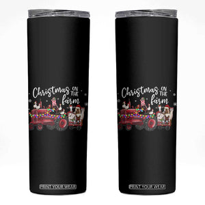 Funny Christmas On The Farm Skinny Tumbler Vintage Red Tractor Livestock TS11 Black Print Your Wear