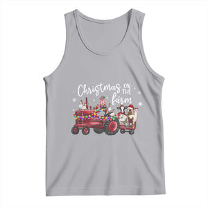 Funny Christmas On The Farm Tank Top Vintage Red Tractor Livestock TS11 Athletic Heather Print Your Wear