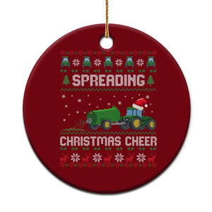 Spreading Christmas Cheer Ceramic Ornament Funny Farming Tractor Xmas TS11 1pc Red Print Your Wear