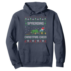 Spreading Christmas Cheer Hoodie Funny Farming Tractor Xmas TS11 Navy Print Your Wear