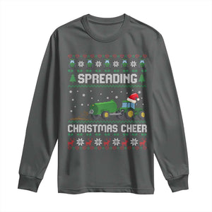 Spreading Christmas Cheer Long Sleeve Shirt Funny Farming Tractor Xmas TS11 Dark Heather Print Your Wear