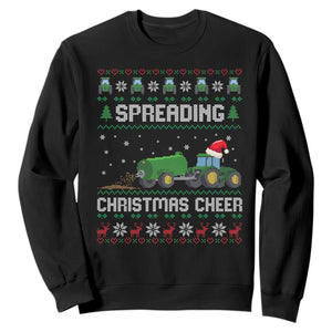 Spreading Christmas Cheer Sweatshirt Funny Farming Tractor Xmas TS11 Black Print Your Wear