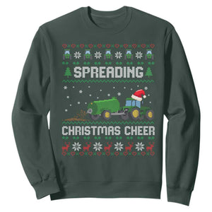 Spreading Christmas Cheer Sweatshirt Funny Farming Tractor Xmas TS11 Dark Forest Green Print Your Wear