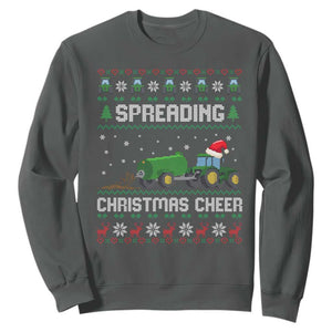 Spreading Christmas Cheer Sweatshirt Funny Farming Tractor Xmas TS11 Dark Heather Print Your Wear