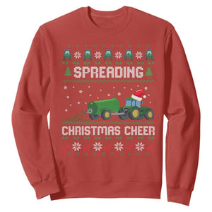 Spreading Christmas Cheer Sweatshirt Funny Farming Tractor Xmas TS11 Red Print Your Wear