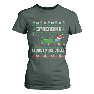 Spreading Christmas Cheer T Shirt For Women Funny Farming Tractor Xmas TS11 Dark Forest Green Print Your Wear