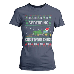 Spreading Christmas Cheer T Shirt For Women Funny Farming Tractor Xmas TS11 Navy Print Your Wear
