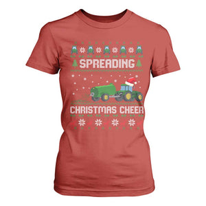 Spreading Christmas Cheer T Shirt For Women Funny Farming Tractor Xmas TS11 Red Print Your Wear