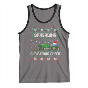 Spreading Christmas Cheer Tank Top Funny Farming Tractor Xmas TS11 Deep Heather Black Print Your Wear
