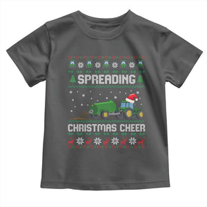Spreading Christmas Cheer Toddler T Shirt Funny Farming Tractor Xmas TS11 Dark Heather Print Your Wear