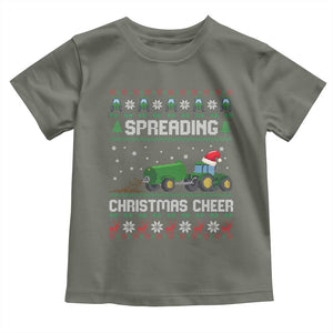 Spreading Christmas Cheer Toddler T Shirt Funny Farming Tractor Xmas TS11 Military Green Print Your Wear