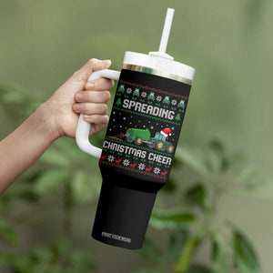 Spreading Christmas Cheer Tumbler With Handle Funny Farming Tractor Xmas TS11 Print Your Wear