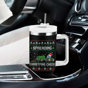 Spreading Christmas Cheer Tumbler With Handle Funny Farming Tractor Xmas TS11 Print Your Wear
