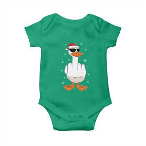 Funny Christmas Offensive Rude Duck Baby Onesie I Dont Give A Duck Middle Finger Xmas TS11 Irish Green Print Your Wear