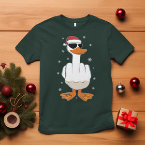 Funny Christmas Offensive Rude Duck T Shirt I Dont Give A Duck Middle Finger Xmas TS11 Dark Forest Green Print Your Wear