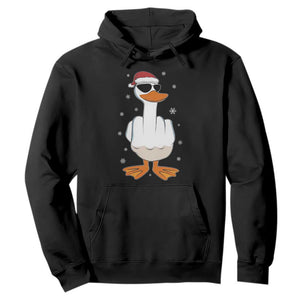 Funny Christmas Offensive Rude Duck Hoodie I Dont Give A Duck Middle Finger Xmas TS11 Black Print Your Wear