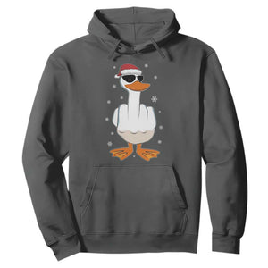Funny Christmas Offensive Rude Duck Hoodie I Dont Give A Duck Middle Finger Xmas TS11 Dark Heather Print Your Wear