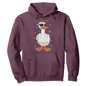 Funny Christmas Offensive Rude Duck Hoodie I Dont Give A Duck Middle Finger Xmas TS11 Maroon Print Your Wear