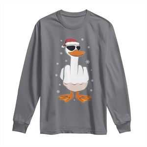 Funny Christmas Offensive Rude Duck Long Sleeve Shirt I Dont Give A Duck Middle Finger Xmas TS11 Charcoal Print Your Wear