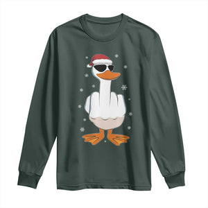 Funny Christmas Offensive Rude Duck Long Sleeve Shirt I Dont Give A Duck Middle Finger Xmas TS11 Dark Forest Green Print Your Wear