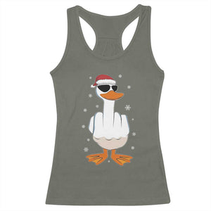Funny Christmas Offensive Rude Duck Racerback Tank Top I Dont Give A Duck Middle Finger Xmas TS11 Military Green Print Your Wear
