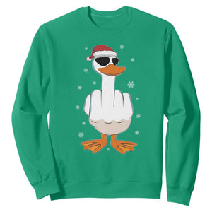 Funny Christmas Offensive Rude Duck Sweatshirt I Dont Give A Duck Middle Finger Xmas TS11 Irish Green Print Your Wear