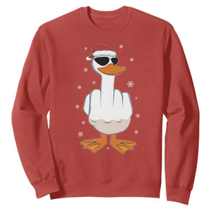 Funny Christmas Offensive Rude Duck Sweatshirt I Dont Give A Duck Middle Finger Xmas TS11 Red Print Your Wear
