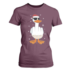 Funny Christmas Offensive Rude Duck T Shirt For Women I Dont Give A Duck Middle Finger Xmas TS11 Maroon Print Your Wear