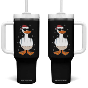 Funny Christmas Offensive Rude Duck Tumbler With Handle I Dont Give A Duck Middle Finger Xmas TS11 One Size: 40 oz Black Print Your Wear