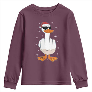 Funny Christmas Offensive Rude Duck Youth Sweatshirt I Dont Give A Duck Middle Finger Xmas TS11 Maroon Print Your Wear