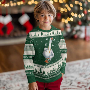 Funny 67 Cool Silly Goose Hip Hop Gangster Ugly Christmas Sweater TS11 Forest Green Beige Print Your Wear