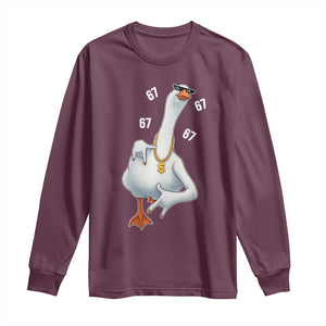 Funny 67 Cool Silly Goose Hip Hop Gangster Long Sleeve Shirt TS11 Maroon Print Your Wear