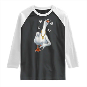 Funny 67 Cool Silly Goose Hip Hop Gangster Raglan Shirt TS11 Black White Print Your Wear