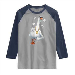 Funny 67 Cool Silly Goose Hip Hop Gangster Raglan Shirt TS11 Sport Gray Navy Print Your Wear