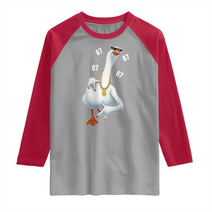 Funny 67 Cool Silly Goose Hip Hop Gangster Raglan Shirt TS11 Sport Gray Red Print Your Wear