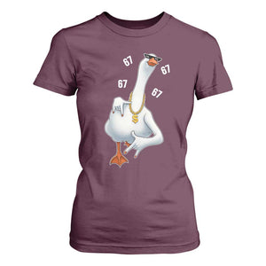 Funny 67 Cool Silly Goose Hip Hop Gangster T Shirt For Women TS11 Maroon Print Your Wear