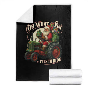 Funny Christmas Farmer Throw Blanket Oh What Fun It Is To Ride Santa Farm Tractor TS11 Black Print Your Wear