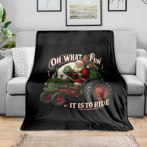 Funny Christmas Farmer Throw Blanket Oh What Fun It Is To Ride Santa Farm Tractor TS11 Print Your Wear