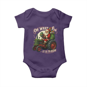 Funny Christmas Farmer Baby Onesie Oh What Fun It Is To Ride Santa Farm Tractor TS11 Purple Print Your Wear