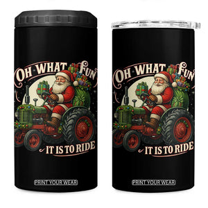 Funny Christmas Farmer 4 in 1 Can Cooler Tumbler Oh What Fun It Is To Ride Santa Farm Tractor TS11 One Size: 16 oz Black Print Your Wear