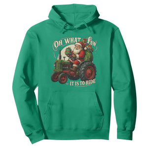 Funny Christmas Farmer Hoodie Oh What Fun It Is To Ride Santa Farm Tractor TS11 Irish Green Print Your Wear