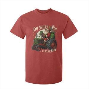 Funny Christmas Farmer T Shirt For Kid Oh What Fun It Is To Ride Santa Farm Tractor TS11 Red Print Your Wear