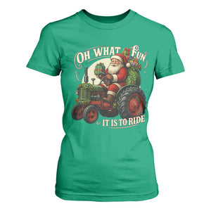 Funny Christmas Farmer T Shirt For Women Oh What Fun It Is To Ride Santa Farm Tractor TS11 Irish Green Print Your Wear