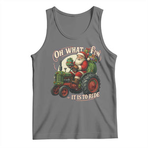 Funny Christmas Farmer Tank Top Oh What Fun It Is To Ride Santa Farm Tractor TS11 Black Heather Print Your Wear